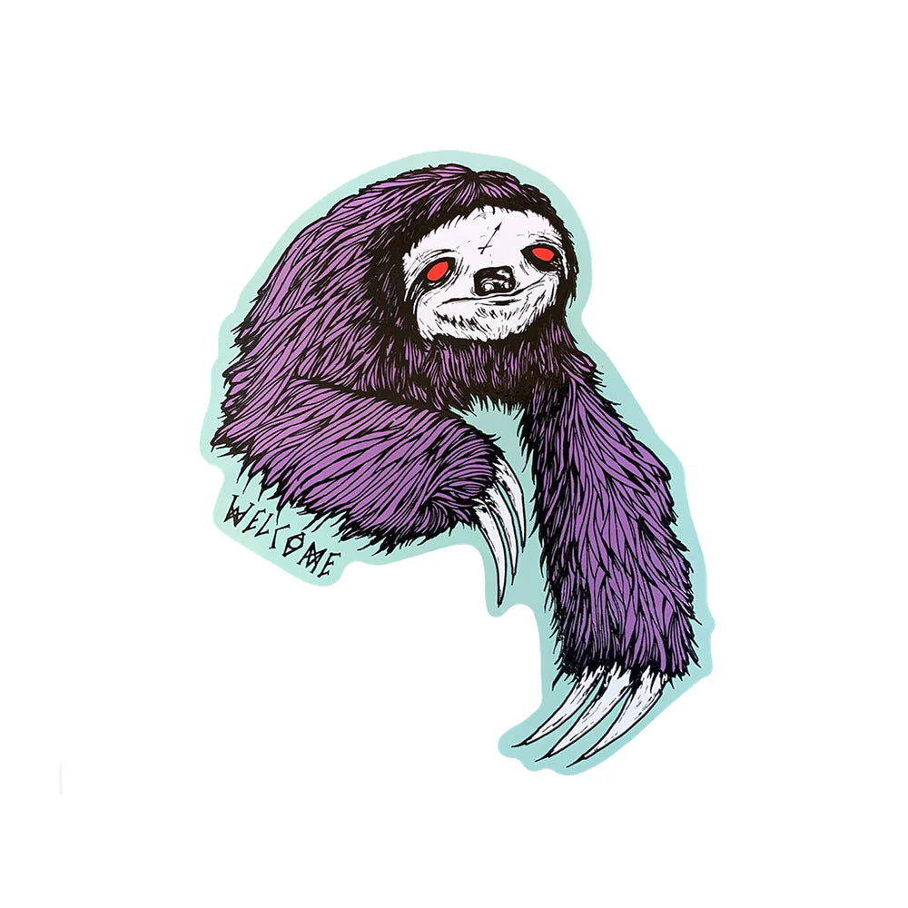 WELCOME SLOTH STICKER PURPLE/SAGE – Haven Skate Shop