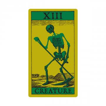 CREATURE DEATH CARD VINYL STICKER GREEN/BLACK 2.75X5