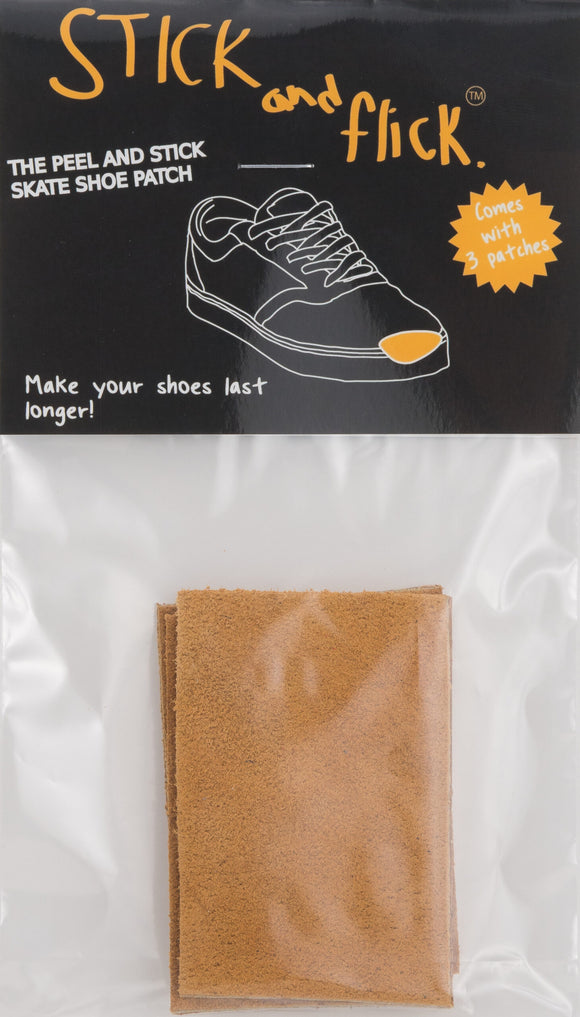 STICK & FLICK BROWN SUEDE PEEL AND STICK SHOE PATCH